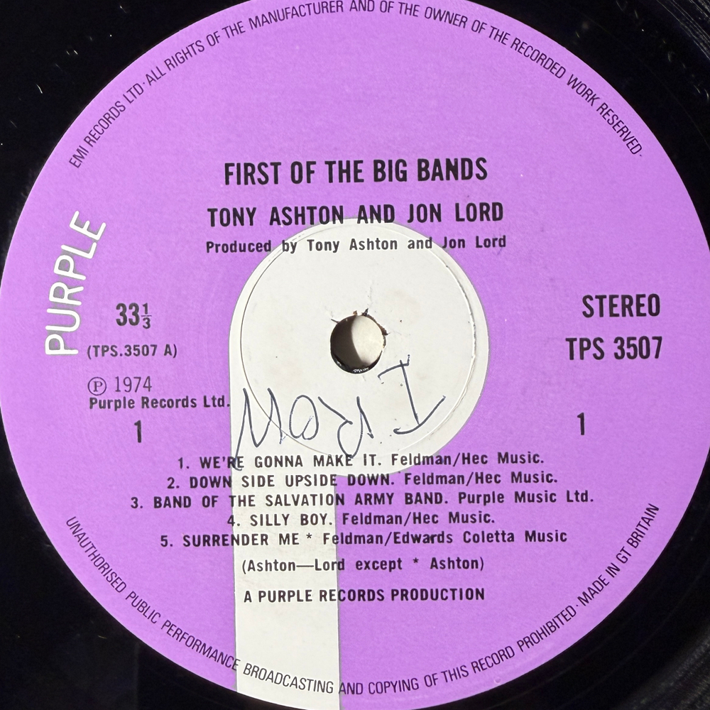 Tony Ashton & Jon Lord ‎– First Of The Big Bands (Англия 1974г.)