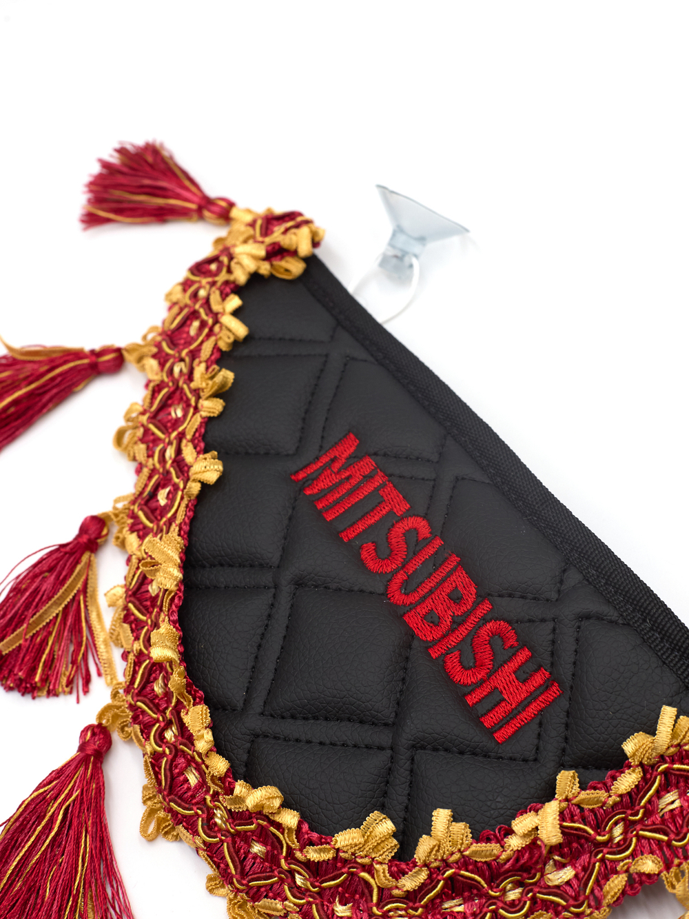 Вымпел тройной MITSUBISHI (экокожа, черный с красными кисточками)