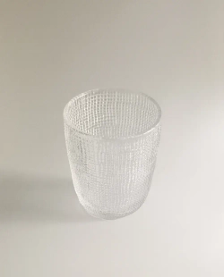 ZARA HOME СТЕКЛЯННЫЙ СТАКАН С РЕЛЬЕФНЫМ ДИЗАЙНОМ, ПРОЗРАЧНЫЙ
