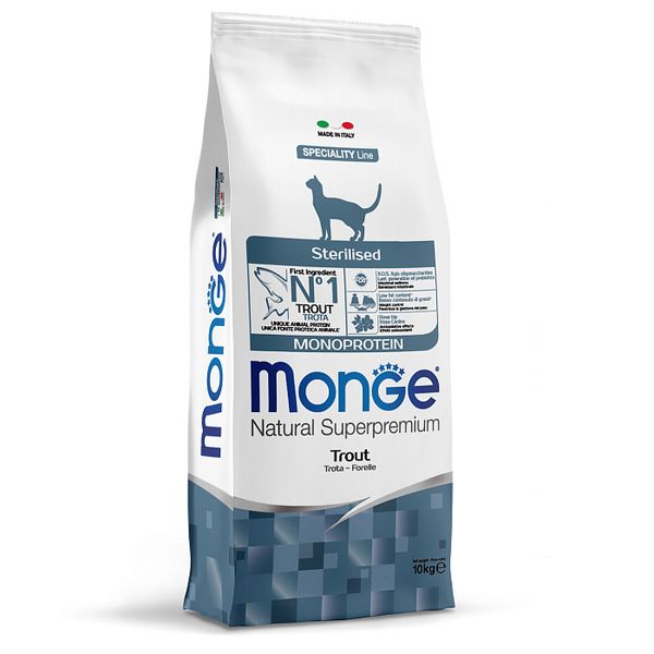 Сухой корм Monge Cat Speciality Line Monoprotein Sterilised для стерилизованных кошек, из форели