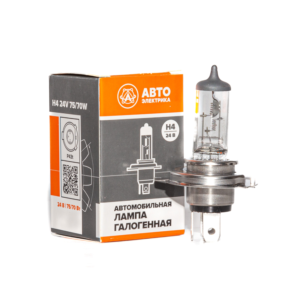 H4 24-75/70 P43t Автолампа галогенная H4, 24 В, 75/70 Вт, P43t
