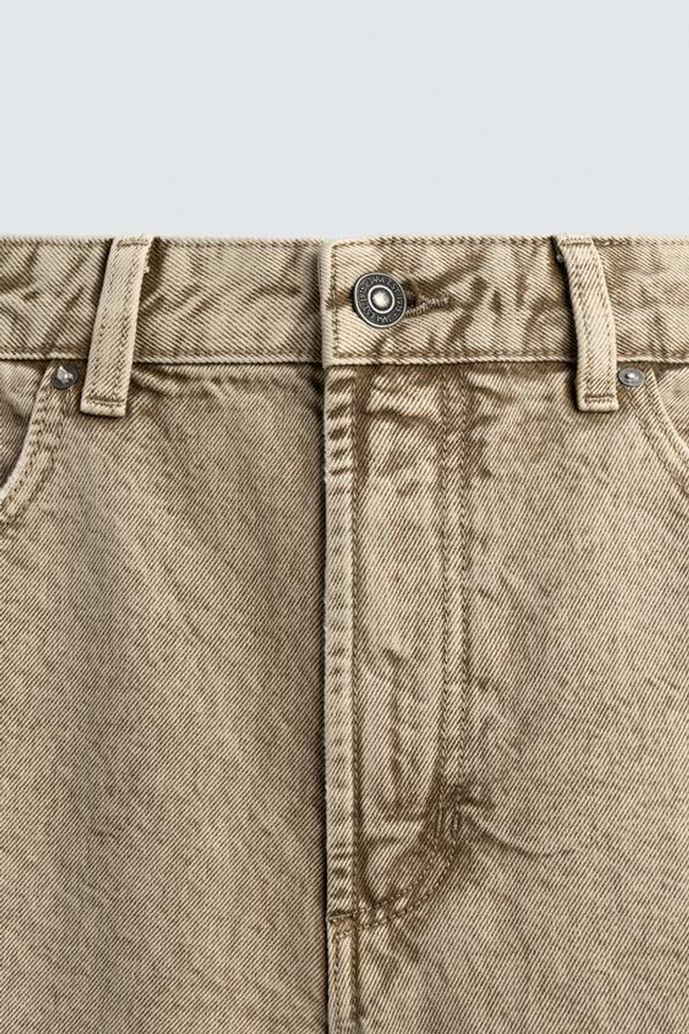 ZARA БРЮКИ BARREL FIT С ЭФФЕКТОМ ПОТЕРТОСТИ, ПЕСОЧНЫЙ