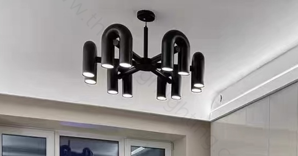 Pendant design lamp Cirkus by AGO Lighting (6 lampshades/Black)