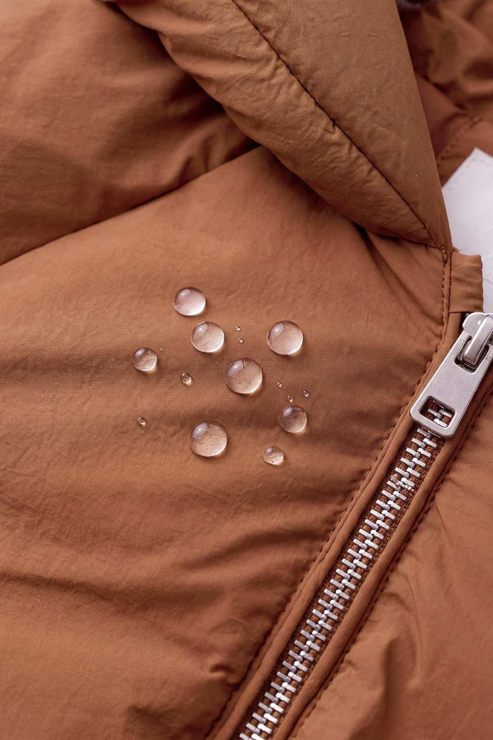 ZARA ПУХОВИК С НАПОЛНИТЕЛЕМ ИЗ ПЕРА И ПУХА WATER REPELLENT, КАРАМЕЛЬНЫЙ