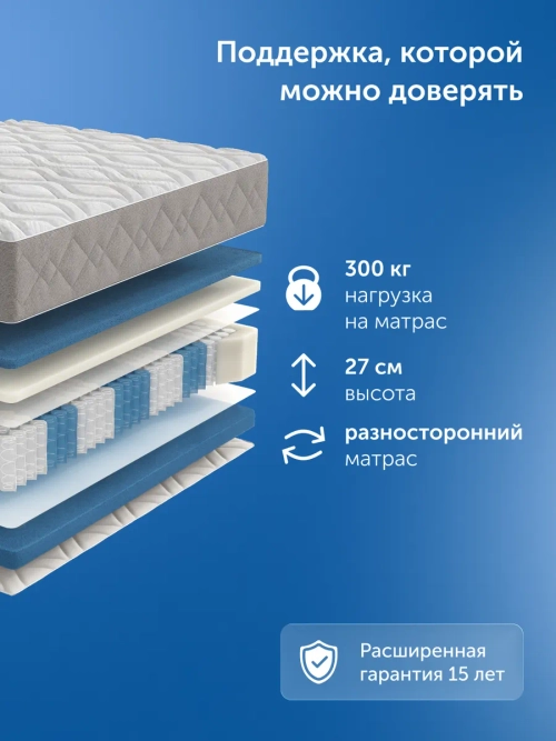 Матрас ПроГармонию, 27 см, двусторонний, независимые пружины