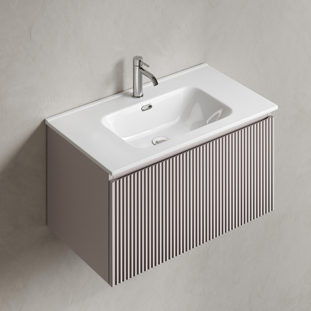 Тумба подвесная SANCOS Сноб Р 1.0 (Snob R 1.0) 790х445х406, c одним ящиком оснащенным доводчиками, Пыльная роза (Doha Soft), арт.SNR1.080SM