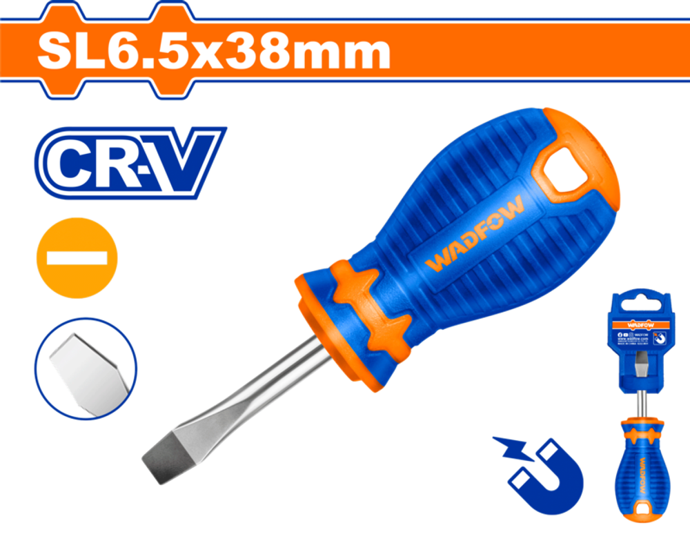 Oтвертка плоская SL6.5х38мм (12/240) WADFOW WSD1261