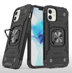 Противоударный чехол для iPhone 12 mini черный с пластиной для магнитного автодержателя и кольцом подставкой Противоударный чехол для iPhone 12 mini черный с пластиной для магнитного автодержателя и кольцом подставкой