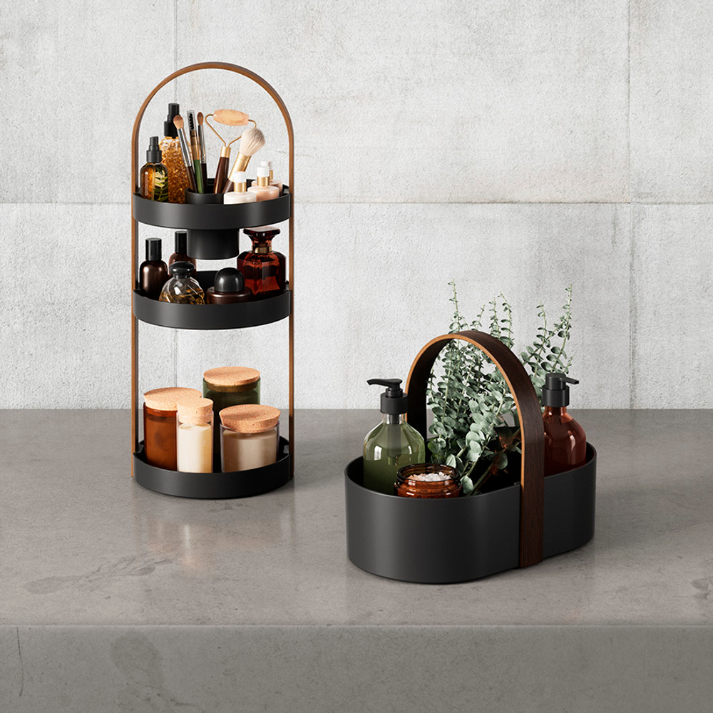 Органайзер для косметики bellwood, 20х50 см, черный/орех