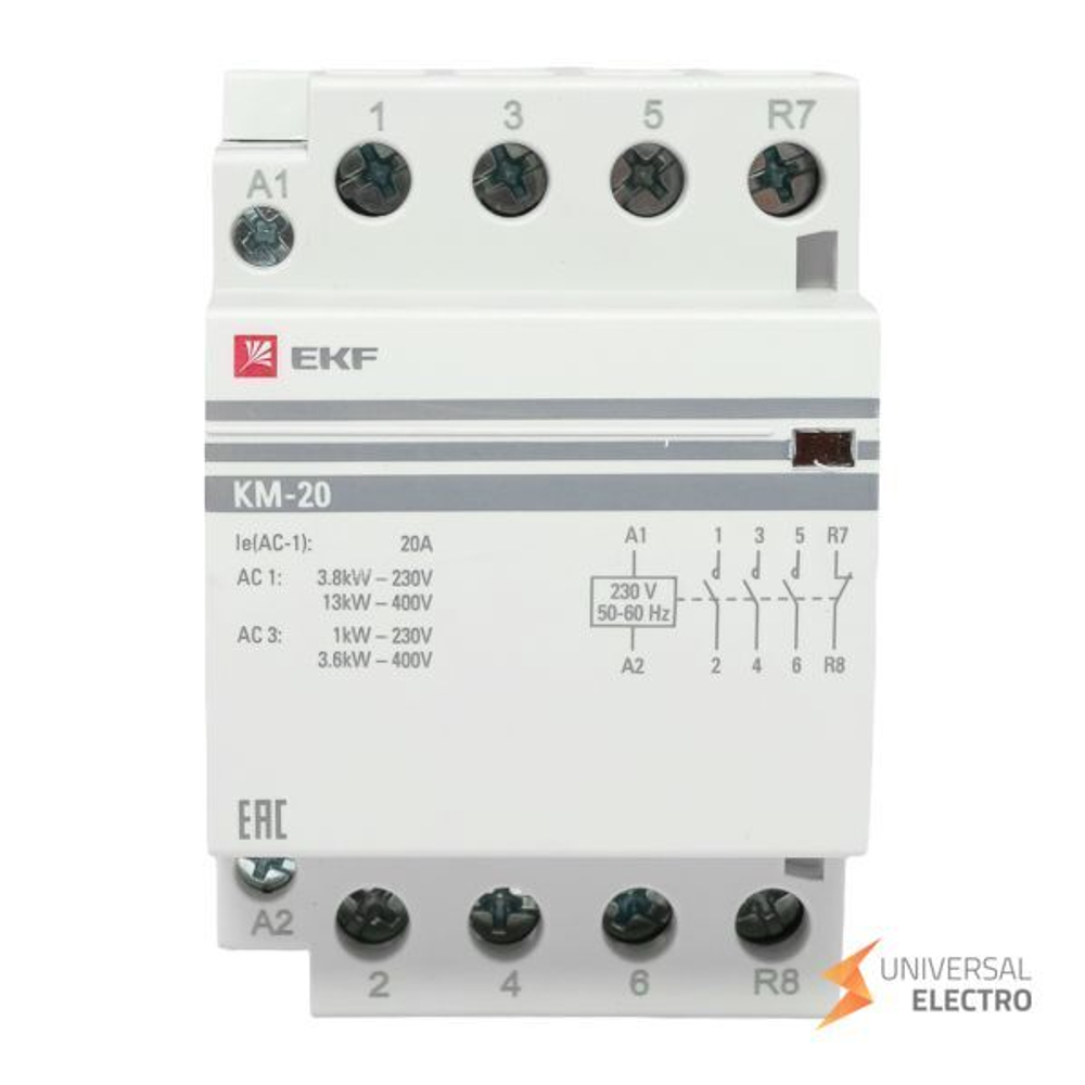 Контактор модульный КМ 20А 3NО+NC (3 мод,) EKF PROxima