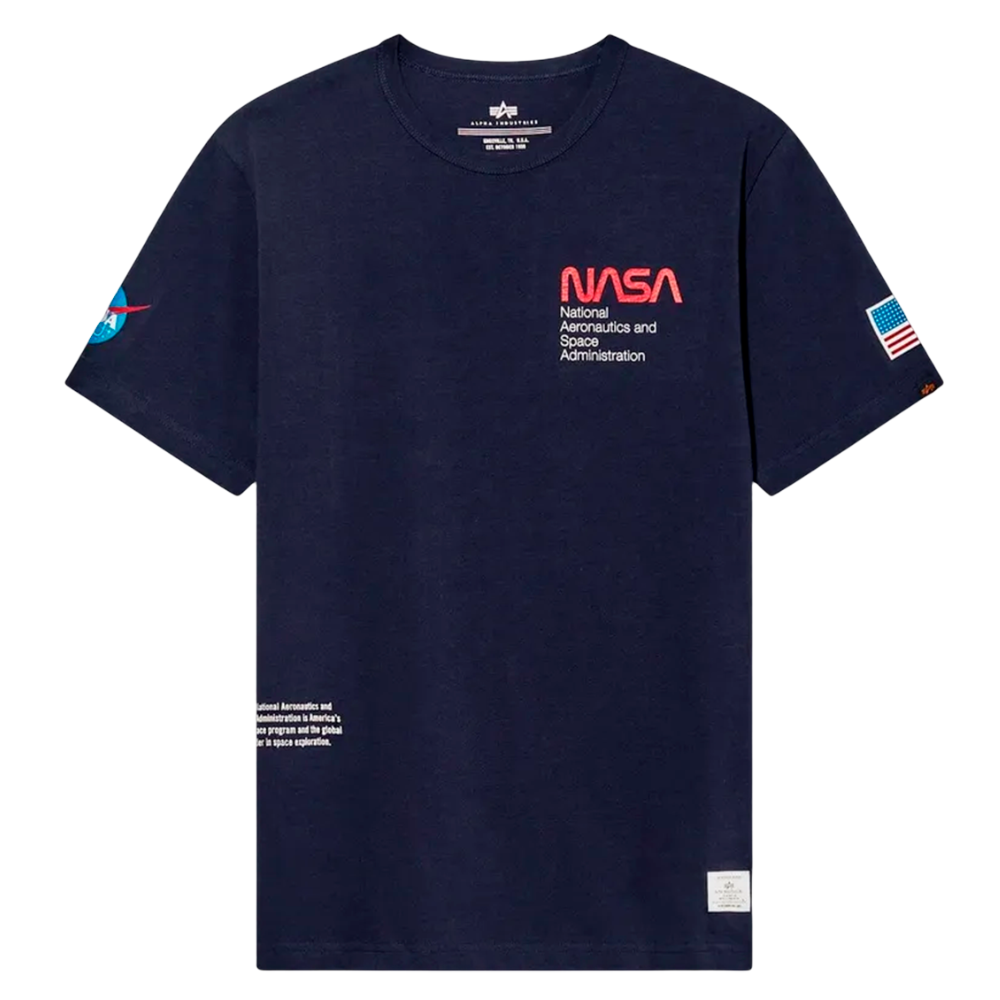 Футболка Alpha Industries Nasa Worm Logo Tee Rep. Blue (Синяя)