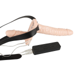Телесный женский страпон с вагинальной пробкой Strap-On Duo - 15 см. (Цвет: телесный)