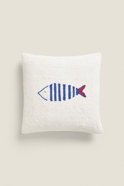 ZARA HOME ЧЕХОЛ ДЛЯ ДЕКОРАТИВНОЙ ПОДУШКИ С ВЫШИВКОЙ, ЭКРЮ