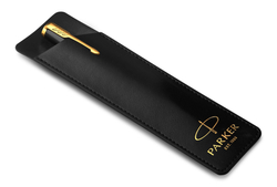 Parker чехол из натуральной кожи, матово-черный с золотым тиснением