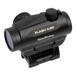 Коллиматор Nikko Stirling Flash 1X30mm NRD30H, 3 МOA, на Weaver - вид сбоку с логотипом и названием модели