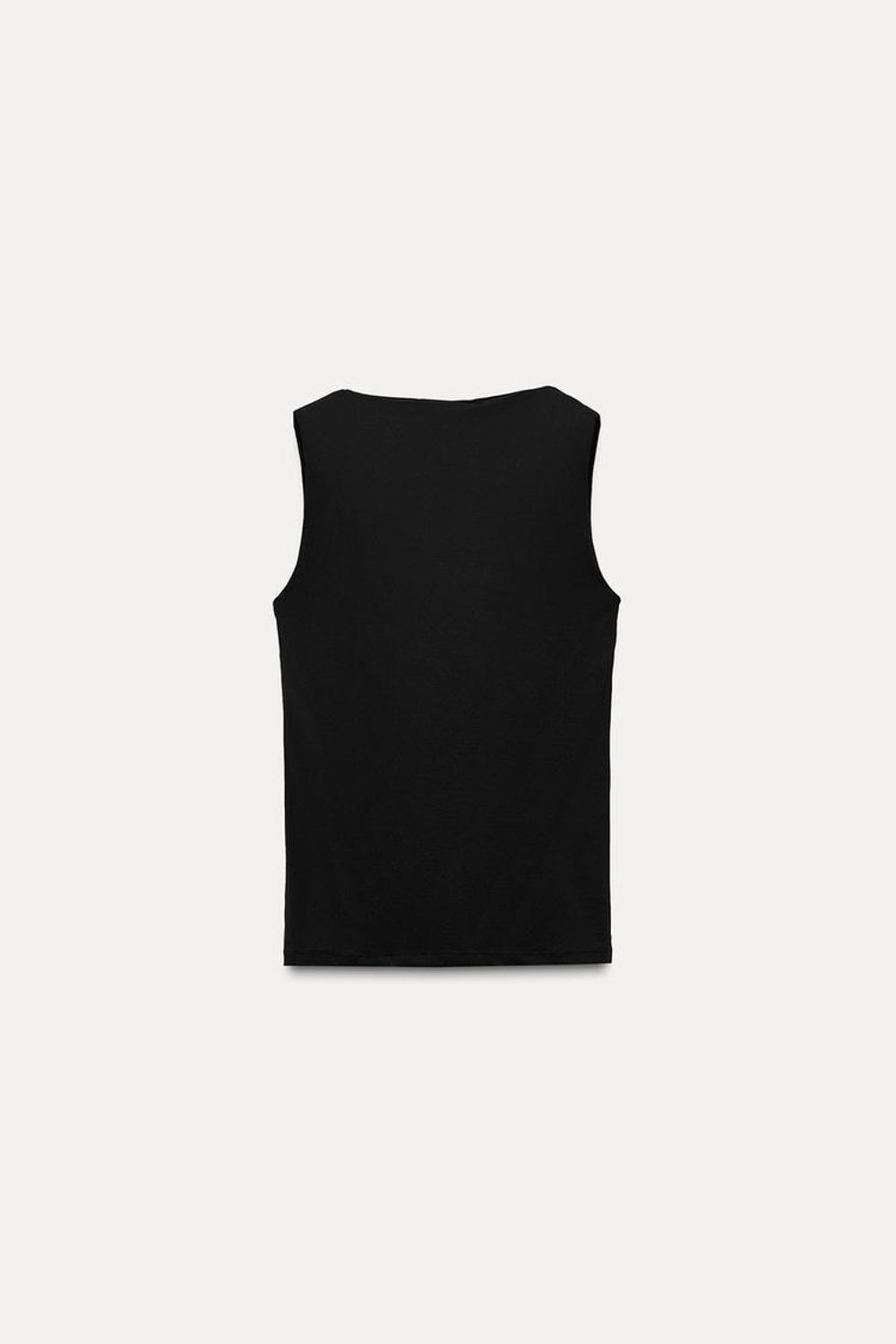 ZARA ТОП ИЗ ПОЛИАМИДА С ШИРОКИМИ БРЕТЕЛЯМИ, ЧЕРНЫЙ