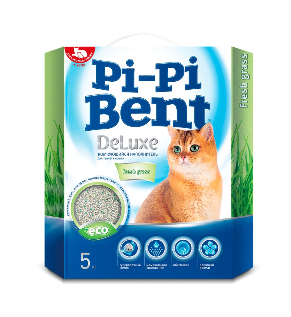 Наполнитель Pi Pi Bent DeLuxe Fresh grass для кошек 5 кг