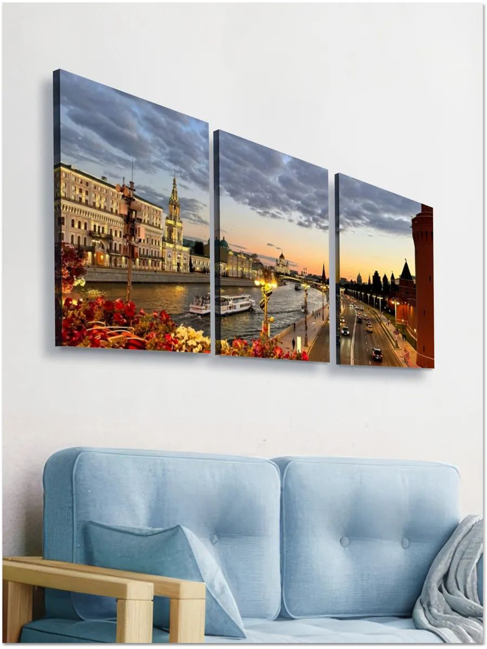 Картина Зеркальный мегаполис модульная 50x70см 3шт.