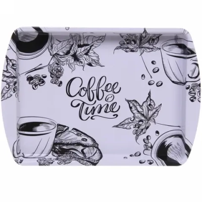 Поднос жестяной «Coffee time» 20*14см, белый