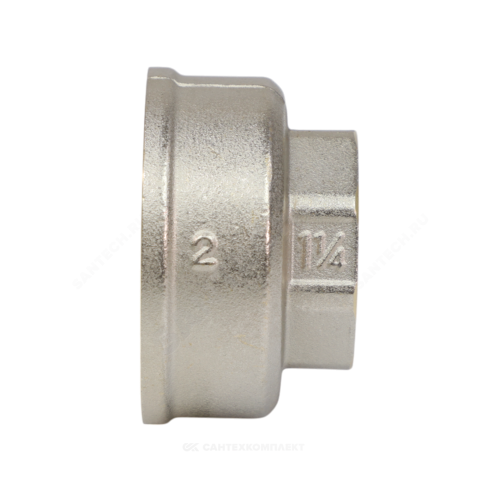 Муфта латунь никель переходная Ду 50х40 (2"х1 1/2") ВР/ВР 9019 ГОСТ 32585-2013 Aquasfera 9019-13