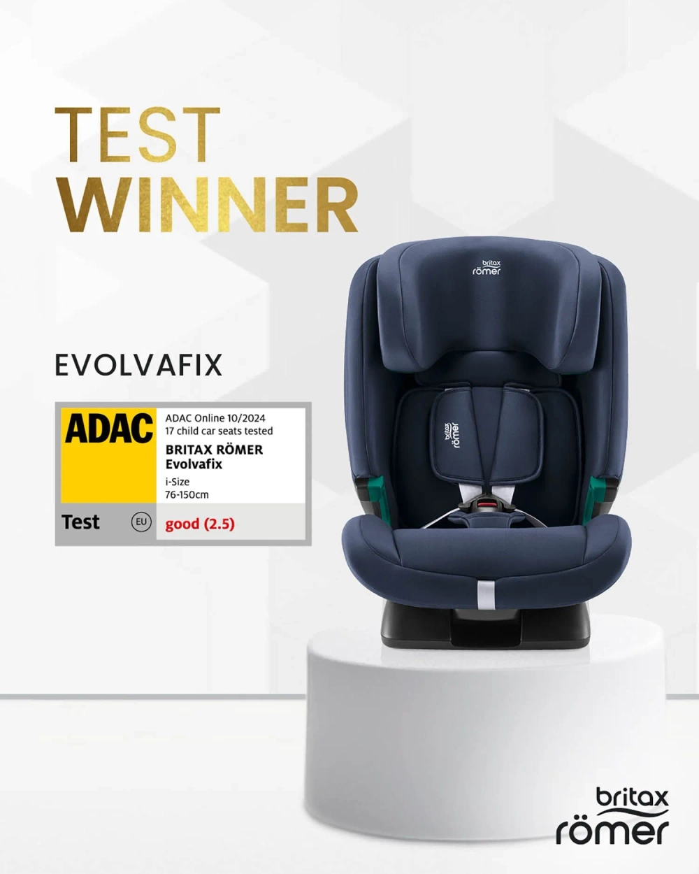 Автокресло 1/2/3 Britax Roemer EVOLVAFIX Space Black, с 15 месяцев до 12 лет, (76 - 150 см), черный