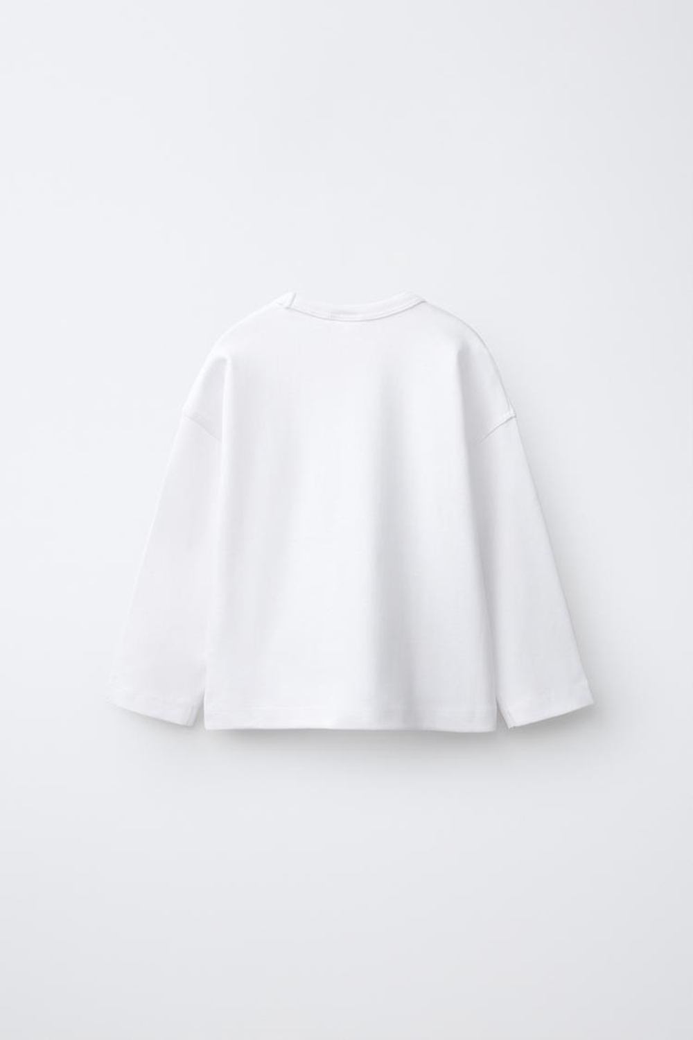 ZARA ОДНОТОННАЯ ФУТБОЛКА ИЗ ИНТЕРЛОКА, БЕЛЫЙ