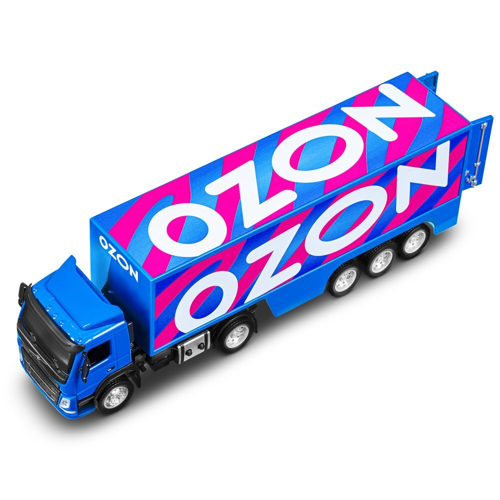Модель 1:50 Volvo OZON, цвет синий, откидывается кабина, свет, звук