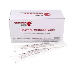 Шпатель медицинский одноразовый деревянный стерильный  150*18мм UNICORNMED