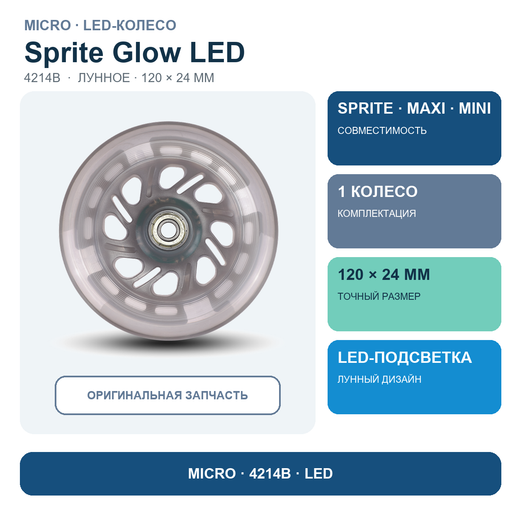 Колесо Micro LED для Sprite Glow, лунный, 120*24 мм