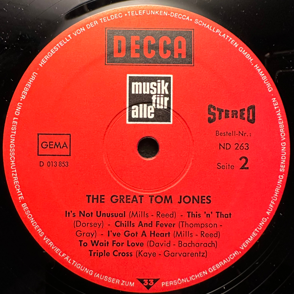 Tom Jones - The Great Tom Jones (Германия 1968г.)