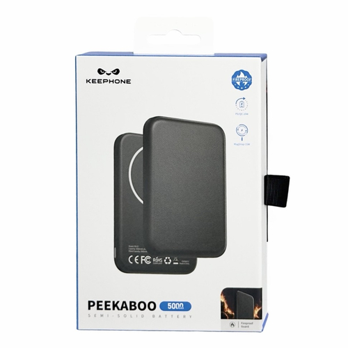 Powerbank магнитный с MagSafe Keephone Peekaboo 5000mAh кожаный черный