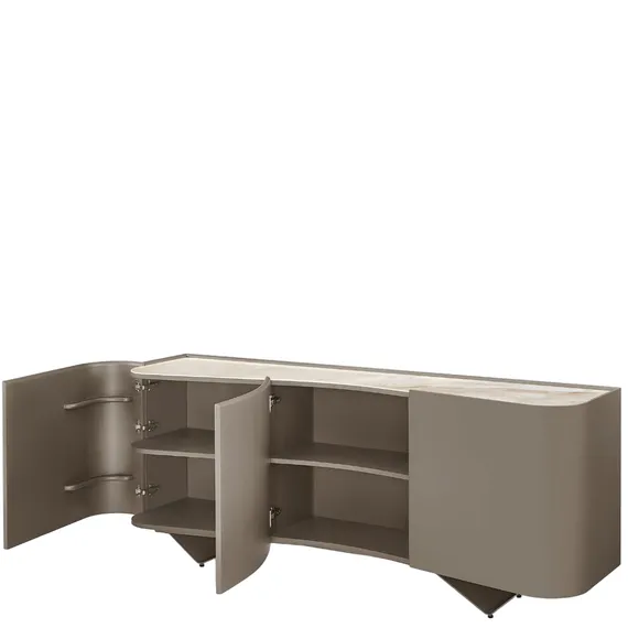 Комод Shelf 200х80х50 см, глянцевая керамика Toscane, матовая эмаль цвета тауп