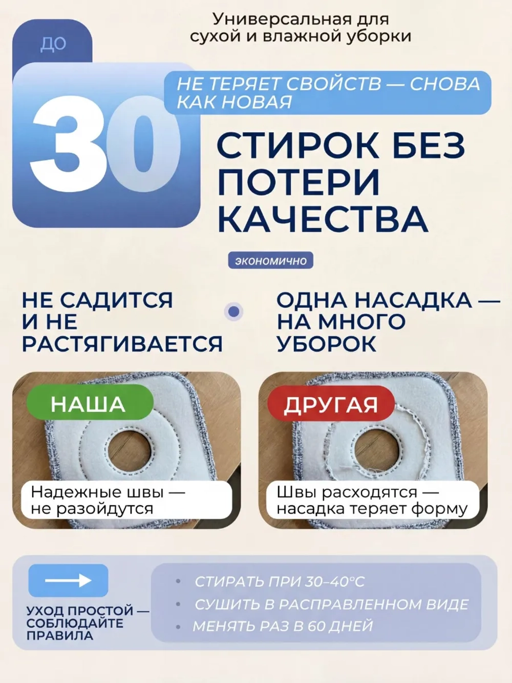 Насадки для умной швабры и уборки 3 шт