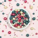 Шарики кранч бирюза, красный, серебро  100 гр.