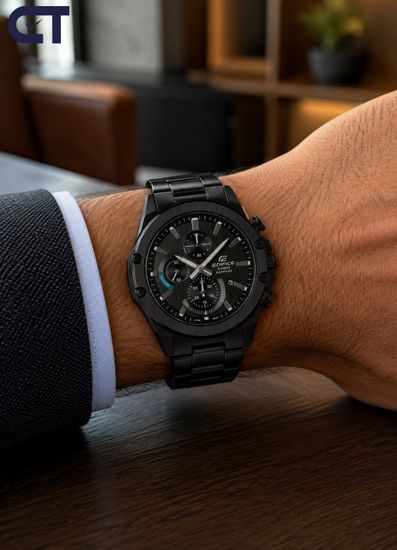 CASIO EFR-S567DC-1AVUDF EDIFICE мужские наручные часы — тонкий чёрный хронограф с сапфировым стеклом и IP-покрытием