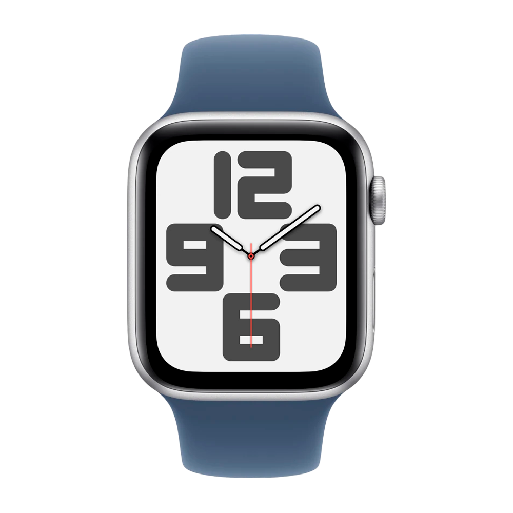 Умные часы Apple Watch SE 2 (2024) GPS, 44mm, Silver Aluminium Case with Sport Band S/M, Denim (Серебристый)