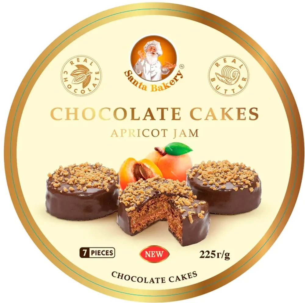 Пирожные шоколадные Chocolate Cakes Apricot Gam с абрикосовым джемом 225гр