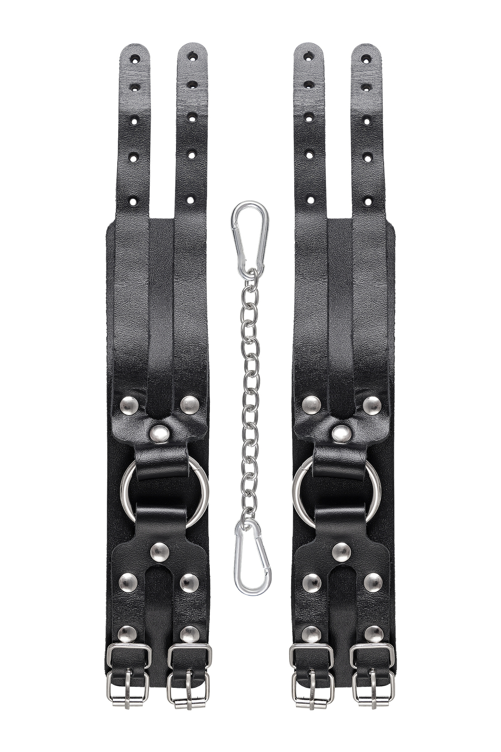 Оковы BDSM с двумя ремешками натуральная кожа чёрные