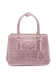 Мини-сумка-тоут Prada Galleria с кристаллами розовый