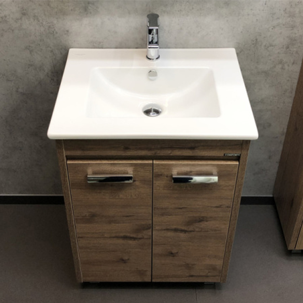 Comforty. Тумба-умывальник Марио-60 дуб темный с раковиной Quadro 60