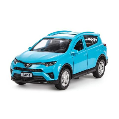 Модель ин. мет. "Toyota RAV4" 12см, двери, багажн.синий, коробка RAV4-BU (Технопарк)