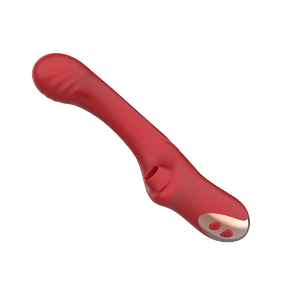 Красный вагинально-клиторальный вибратор с вакуумной стимуляцией Secwell Suction Vibrator Magic Wand G-Spot and Clitoris SW3044 Red
