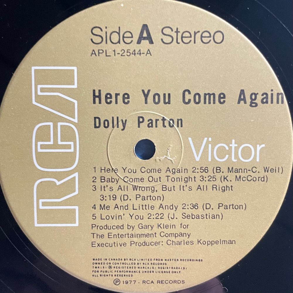 Dolly Parton ‎– Here You Come Again (Канада 1977г.)