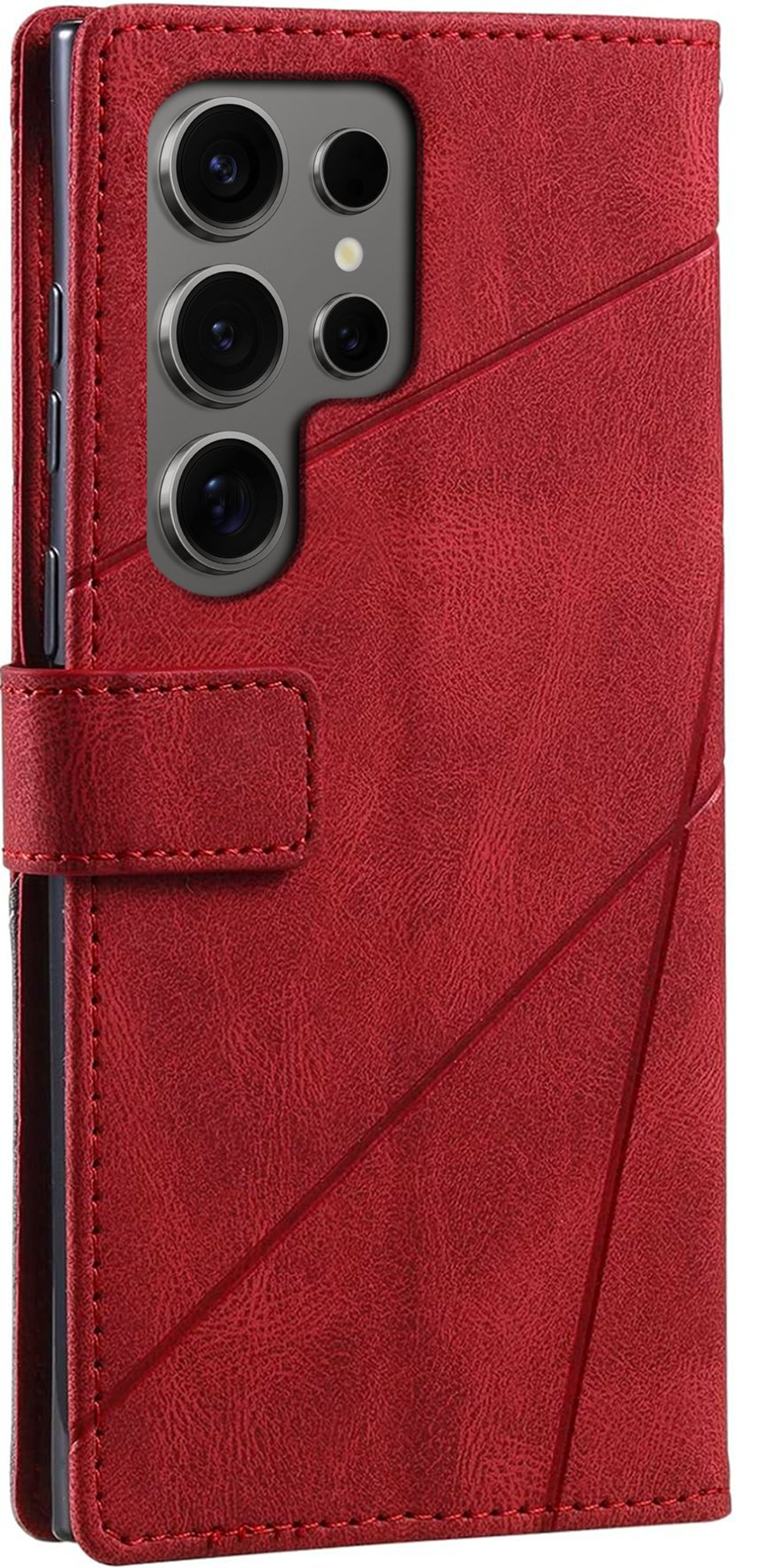 Дизайнерский чехол-книжка из кожи для SAMSUNG GALAXY S24 ULTRA с отделом для наличных, 3 слотами для карт и подставкой