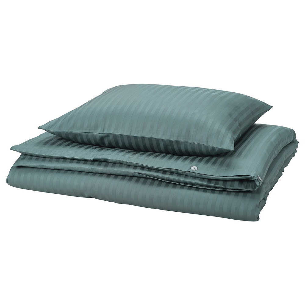 IKEA NATTJASMIN  (ИКЕА НАТТЙАСМИН)  -  Пододеяльник и наволочка - сине-зелёный 150x200/50x60 см