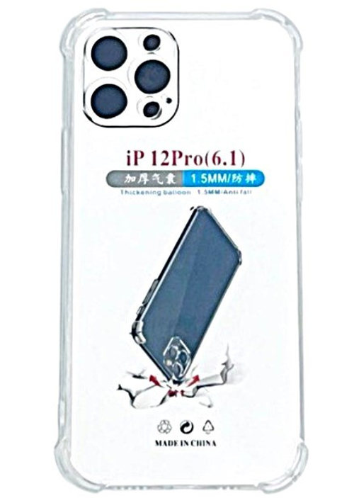 Чехол-накладка силикон 1.5мм i-Phone 12 Pro прозрачный противоударный тех.пак