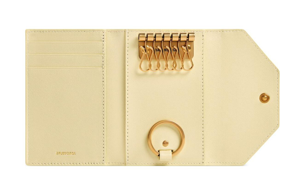Balenciaga Smooth Calfskin Key Pouch Women"s Light Yellow