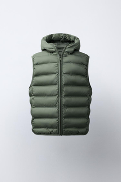 ZARA ЛЕГКИЙ ЖИЛЕТ С КАПЮШОНОМ WATER REPELLENT, ХАКИ