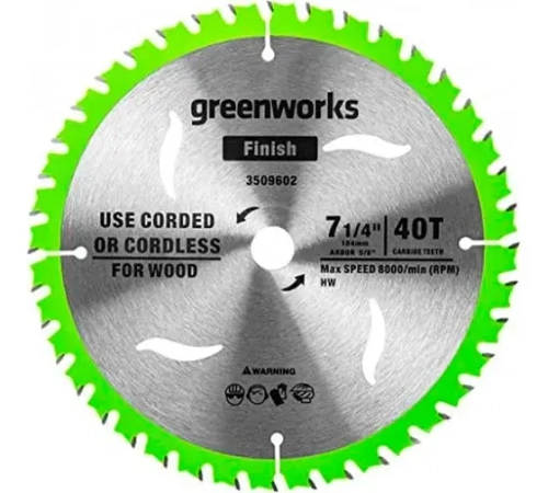 Диск по дереву ?184 мм 40T для пилы 1500907 Greenworks