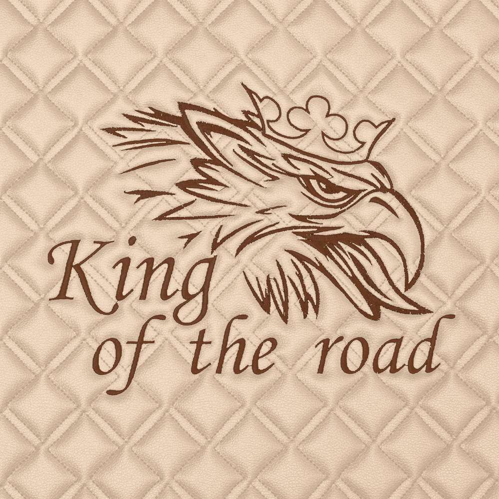 Ковры SCANIA 4 серия P 124L, (экокожа, бежевый, бежевый кант, коричневая вышивка)